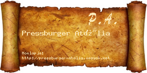 Pressburger Atália névjegykártya